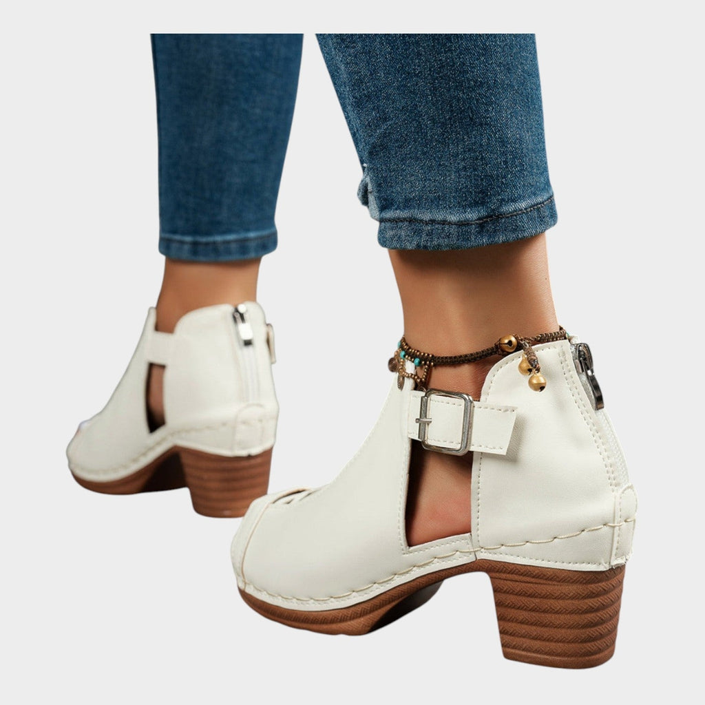 Cutout Lace-Up Block Heel Sandals